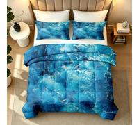 Coverless Duvet Set King Marble Summer 7.5 Tog Printed Comforter Water Ripples Washable Lightweight Quilt Bedding Set and 2 Pillowcases for Bedroom 1y39