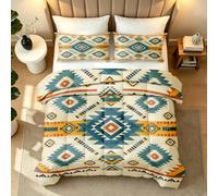 Coverless Duvet Set Sing Boho Summer 7.5 Tog Printed Comforter Geometry Ethnic Style Washable Lightweight Quilt Bedding Set and 2 Pillowcases for Bedroom 1y276