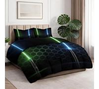 Coverless Duvet Single (135x200cm), Science Fiction Lightsabers Geometry Printed Comforter for All Seasons, Black Reversible Quilt Soft Lightweight Printed Coverlet Duvets Sets with 2 Pillowcases