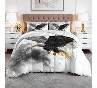 Coverless Duvet Single 4.5 Tog, Soft Warm Microfibre Reversible Washable Quilted Summer Duvets Animal Eagle 3D, Bedding Set White Comforter for Kids Teens