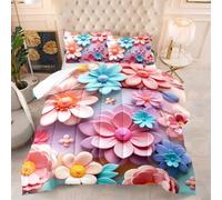 Coverless Duvet Single Abstract Flower Pink Coverless Duvet Kids Microfiber Comforter All Seasons Quilted Bedspread Breathable Quilted Bed Throw Soft Bed Comforter+2 Pillowcases(50x75cm) 140x200cm