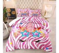 Coverless Duvet Single Abstract Girl Pink Coverless Duvet Kids Microfiber Comforter All Seasons Quilted Bedspread Breathable Quilted Bed Throw Soft Bed Comforter+2 Pillowcases(50x75cm) 173x229cm