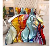 Coverless Duvet Single Abstract Gold Red Coverless Duvet Kids Microfiber Comforter All Seasons Quilted Bedspread Breathable Quilted Bed Throw Soft Bed Comforter+2 Pillowcases(50x75cm) 173x229cm
