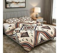 Coverless Duvet Single Bohemian Aztec Pattern, Bedroom Decor, Gift, Southwestern Geometric Bedding Comforter Set 2 Piece, 1 Pillowcase, Soft All Season Quilt 10.5 Tog - S&E4031