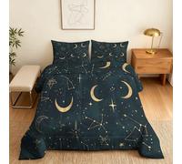 Coverless Duvet Single Celestial Pattern, Bedroom Decor, Gift, Sun Moon Star Constellation Zodiac Bedding Comforter Set 2 Piece, 1 Pillowcase, Soft All Season Quilt 10.5 Tog - S&E330