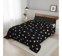Coverless Duvet Single Colorful Star Pattern, Bedroom Decor, Gift, Night Sky Bedding Comforter Set 2 Piece, 1 Pillowcase, Soft All Season Quilt 10.5 Tog - S&E1427