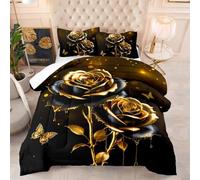 Coverless Duvet Single Dark Gray Golden Coverless Duvet Kids Microfiber Quilted Bedspreads All Seasons Bed Comforter Breathable Bedspread Soft Coverless Duvets+2 Pillowcases(50x75cm) 172x218cm