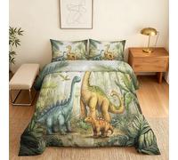 Coverless Duvet Single Dinosaur Pattern, Bedroom Decor, Gift, Jungle Dino Bedding Comforter Set 2 Piece, 1 Pillowcase, Soft All Season Quilt 10.5 Tog - S&E1101