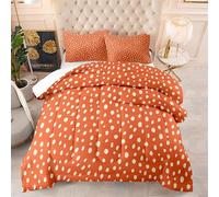 Coverless Duvet Single Orange White Circle Coverless Duvet Single Microfiber Quilted Bedspreads All Seasons Bedspread Breathable Comforter Soft Quilted Throw+2 Pillowcases(50x75cm) 140x200cm
