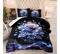 Coverless Duvet Single Rose Diamond Print Coverless Duvet Kids Microfiber Quilted Bedspreads All Seasons Bed Comforter Breathable Bedspread Soft Coverless Duvets+2 Pillowcases(50x75cm) 173x229cm