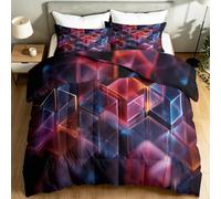 Coverless Duvet Super King 4.5 Tog - Modern Art Fantasy Abstract Geometric Summer Breathable Comforter with 2 Pillowcases, 260 x 220 cm Lightweight and Cosy Quilt for All Season, Dark