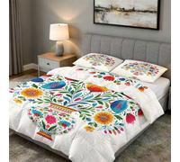 Coverless Duvet Super King Size Flowers Pattern, Bedroom Decor, Gift, Colorful Floral Bedding Comforter Set 3 Piece, 2 Pillowcases, Soft All Season Quilt 10.5 Tog - S&E4711