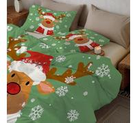 Coverless Duvet Super King Size, Reversible Summer Reindeer Snowflakes Quilted Duvet Cosy and Lightweight Red Quilt Breathable Bedspreads Cartoon Christmas Theme Quilted Throw for Beds 264x228 cm