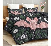 Coverless Duvet with Matching Pillow Case, Washable Soft Microfiber Lightweight Quilt Set Single 135 x 200 cm, Cartoon Animals Green Leaves Flowers Reversible All Year Summer Bedding Set, Gray