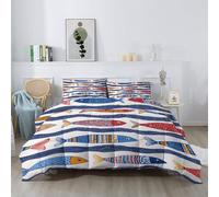 Coverless DuvetKing 4.5 Tog Cute Hand-drawn Fish, Nautical ThemeBedding Set with Pillowcase, Reversible Quilt, Soft Machine Washable Bedding forInterior Decor EnthusiastsBlue