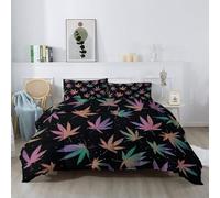 Coverless DuvetKing Size 4.5 Tog Boho Autumnal Maple Leaf, Polka Dot MixBedding Set with Pillowcase, Reversible Quilt, Soft Machine Washable Bedding forMulticolour