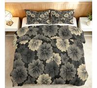 Coverless King Duvet Set Japanese Floral 3 Pieces Reversible 4.5 Tog Comforter Set with 2 Pillowcases - Botanical Down Alternative Breathable Quilt Bedding for All Seasons