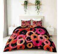 Coverless King Duvet Set Vintage Geometric 3 Pieces Reversible 4.5 Tog Comforter Set with 2 Pillowcases - Circle Polka Dot Down Alternative Breathable Quilt Bedding for All Seasons