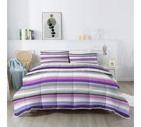 Coverless Queen Reversible Washable Coverless Duvets Simple Striped Gradient Camping Sleepovers Travel Duvet Quilted Lightweight Comfortable Summer Purple
