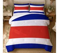 Coverless Single Duvet Set 7.5 Tog Costa Rica National Flag | 137x200 cm Central America Flag Lightweight Quilt, 1 Pillowcase 50×75cm, Soft Microfibre Bed Cover Bedding, All Seasons, Machine Washable