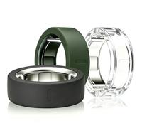 Covers Compatible with Oura Ring 5,3 Packs Smart Ring Protectors,Abrasion-Resistant, Elastic Silicone Protective Sleeve (Transparent+Dark Gray+Dark Green, M(Size12-13))