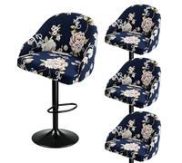 Covers for Bar Stool, Covers for Chair with Short Backrest, Covers for Swivel Chair with Backrest, Elastic Covers for Bar Stool with Round Backrest and Curved Accent Armrests, Cover for T