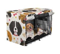 Covers for Dog Crates Kennel Cover Dog Crate Curtains Cartoon Heads and Bone