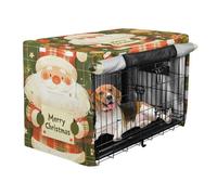 Covers for Dog Crates Pet Wire Cage Cover Rollers Shades Green Plaid Chritsmas Gnome