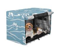 Covers for Dog Crates Privacy Kennel Covers Dog Crate Protector Blue Line Waves Claws Print