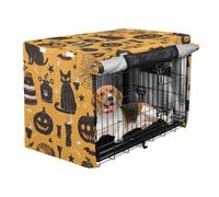 Covers for Dog Crates Privacy Wire Cage Cover Dog Crate Curtains Halloween Pumpkin Goth Black Cat