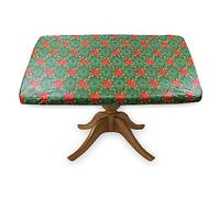 Covers For The Home Deluxe Elastic Edged Flannel Backed Vinyl Fitted Table Cover - Holly- Square - Fits Tables up to 46" Square
