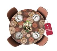 Covers For The Home Deluxe Elastic Edged Flannel Backed Vinyl Fitted Table Cover - Medallion Pattern - Large Round - Fits Tables up to 45" - 56" Diameter
