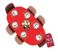 Covers For The Home Deluxe Elastic Edged Flannel Backed Vinyl Fitted Table Cover - Red Pattern - Round Oblong Oval - Fits Tables up to 48" W x 68" L