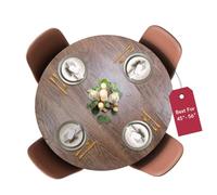 Covers For The Home Deluxe Elastic Edged Flannel Backed Vinyl Fitted Table Cover - Woodgrain (Oak) Pattern - Large Round Oblong Oval - Fits Tables up to 45" - 56" Diameter
