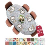 Covers for the Home Elastic Edged Flannel Backed Vinyl Fitted Table Covers (Oblong/Oval, Multi-Color Geometric)