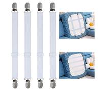 Covers Holder Straps Magic Sofa Couch Covers Sofa Slipcover Holder Clips 6 to 28inch(15-70cm) Adjustable Elastic Straps for Sofa Covers Cushion (4, White)