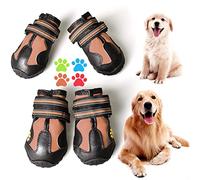 CovertSafe& Dog Boots for Dogs Non-Slip, Waterproof Dog Booties for Outdoor, Dog Shoes for Medium to Large Dogs 4Pcs with Rugged Sole Black-Brown