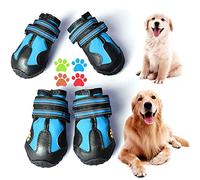 CovertSafe& Dog Boots for Dogs Non-Slip, Waterproof Dog Booties for Outdoor, Dog Shoes for Medium to Large Dogs 4Pcs with Rugged Sole Black-Blue