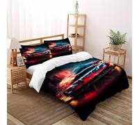 CoVeTviCT Car Flame Bedding Set Theme Bedspread Sports Themes Duvet Cover Set Microfiber Quilt Cover Universal for All Seasons Pillowcase Double（200x200cm）