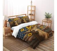 CoVeTviCT Deer Flag Bedding Set Theme Bedspread Elegant Rural Animal Duvet Cover Set Microfiber Comforter Cover Suitable for Family,couple,children with Pillow Super King（260x220cm）