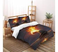 CoVeTviCT Flame Figure Bedding Set Theme Bedspread Blaze Human Waters Duvet Cover Set Microfiber Quilt Cover Universal for All Seasons with Pillowcase Double（200x200cm）