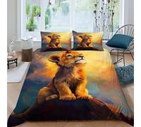CoVeTviCT Lion Cub Colorful Bedding Set 3D Design Animal Themes Wildlife Duvet Cover Set Microfiber Quilt Cover Suitable for Family,couple,children with Pillow King（220x240cm）