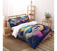 CoVeTviCT Panda Bubble Tea Bedding Set 3D Digital Printing Animal Themes Wildlife Duvet Cover 3 Pieces Set Chic Breathable Quilt Cover Universal for All Seasons with Pillow Super King(260x220cm)