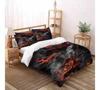 CoVeTviCT Rose Flame Bedding Set Theme Bedspread Rose Themes Duvet Cover Set Microfiber Quilt Cover Universal for All Seasons with Pillowcase Double（200x200cm）