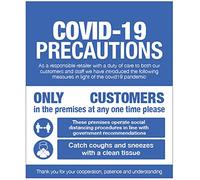 COVID 19 Precautions - Shop window sign Self Adhesive Vinyl Sticker (300x400mm)