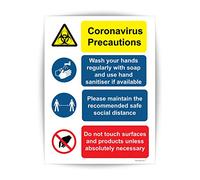 Covid 19 Signage 150mm x 200mm Self Adhesive Waterproof Social Distancing Sign V1085