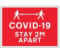 COVID-19 Stay 2M apart - 4mm fluted 600x450mm
