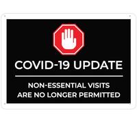 Covid 19 Update Nonsential Visits No Longer Permitted Sign Metal Sign, Rustproof Aluminum, Multicolor for garage,bar,restaurant,living room,bedroom,kitchen,cafe 8×12 INCH