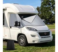 Coviek 600D Thermal Motorhome Windscreen Cover with External Zip Grey | Motorhome Front Window Cover with Soft Lining for Sun & Frost Protection for Ducato, Jumper & Boxer X250/X290 (2006-2025)
