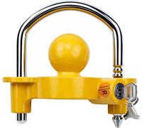 Covienapp Trailer Hitch Lock Universal Tow Ball Adjustable Trailer Ball Lock Fits 50 mm,1-7/8”,2”,2-5/16” Couples,Includes 2 Keys,Yellow